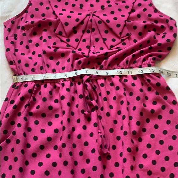 Fishbowl pink and black polka dot fit and flare dress, L - Picture 9 of 9